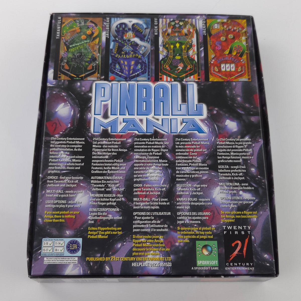 Amiga Spiel Pinball Mania Big Box OVP PAL Diskette 1995