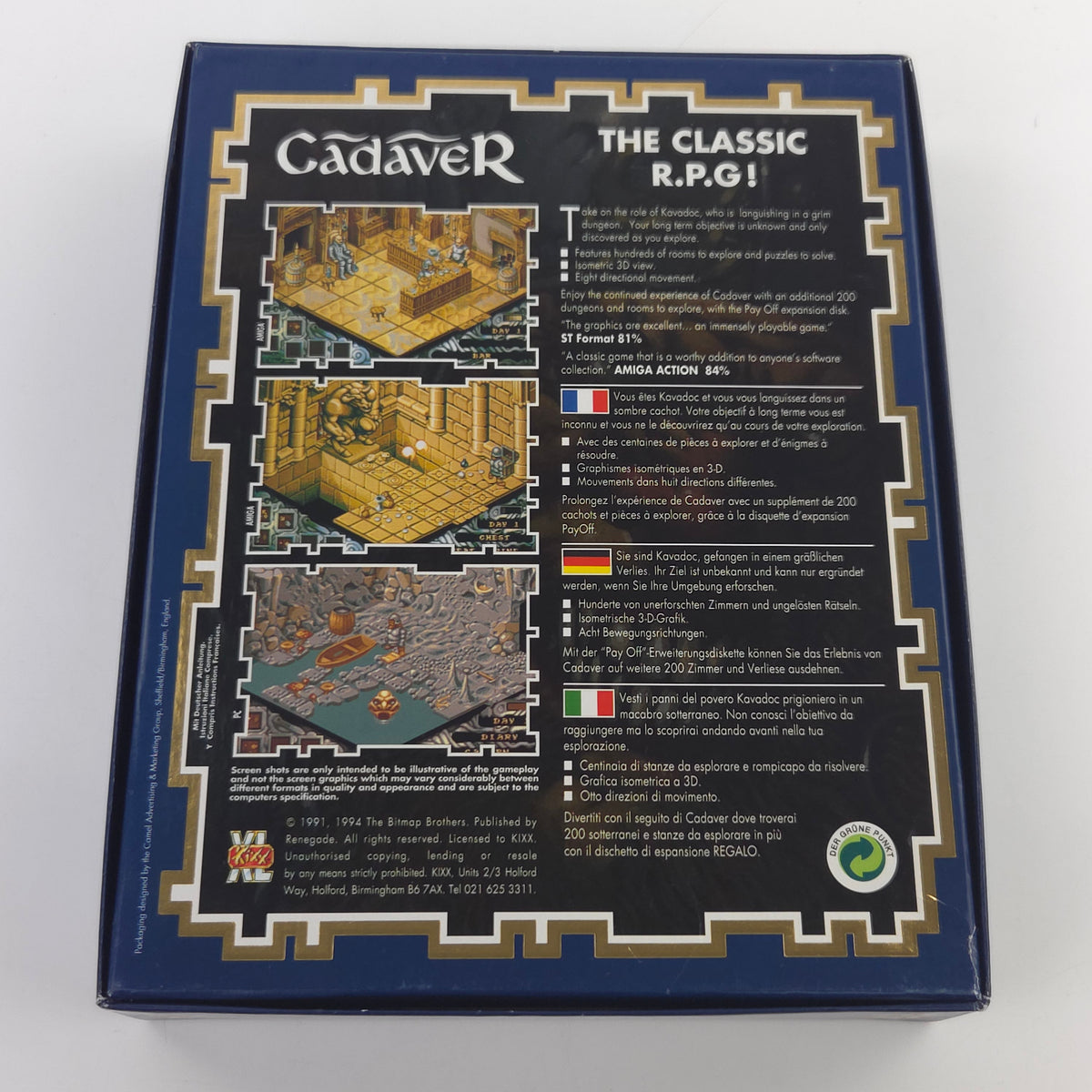 Amiga Spiel Cadaver Kixx XL Big Box OVP PAL Diskette