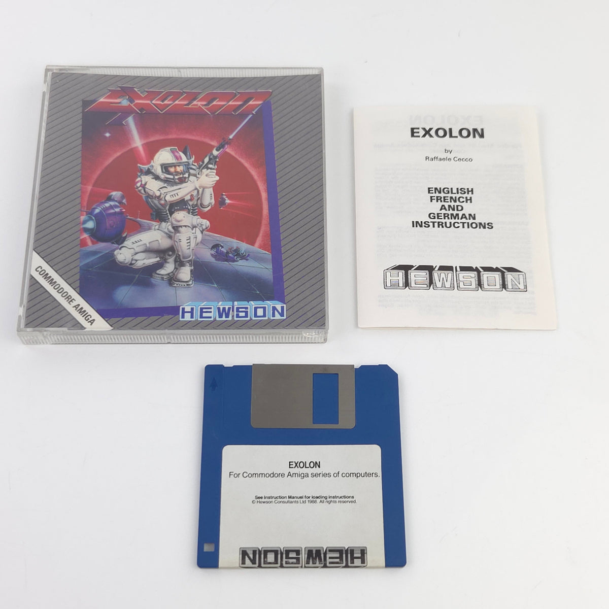 Amiga Spiel Exolon Jewel Case OVP CBM Disk PAL 1988 Hewson
