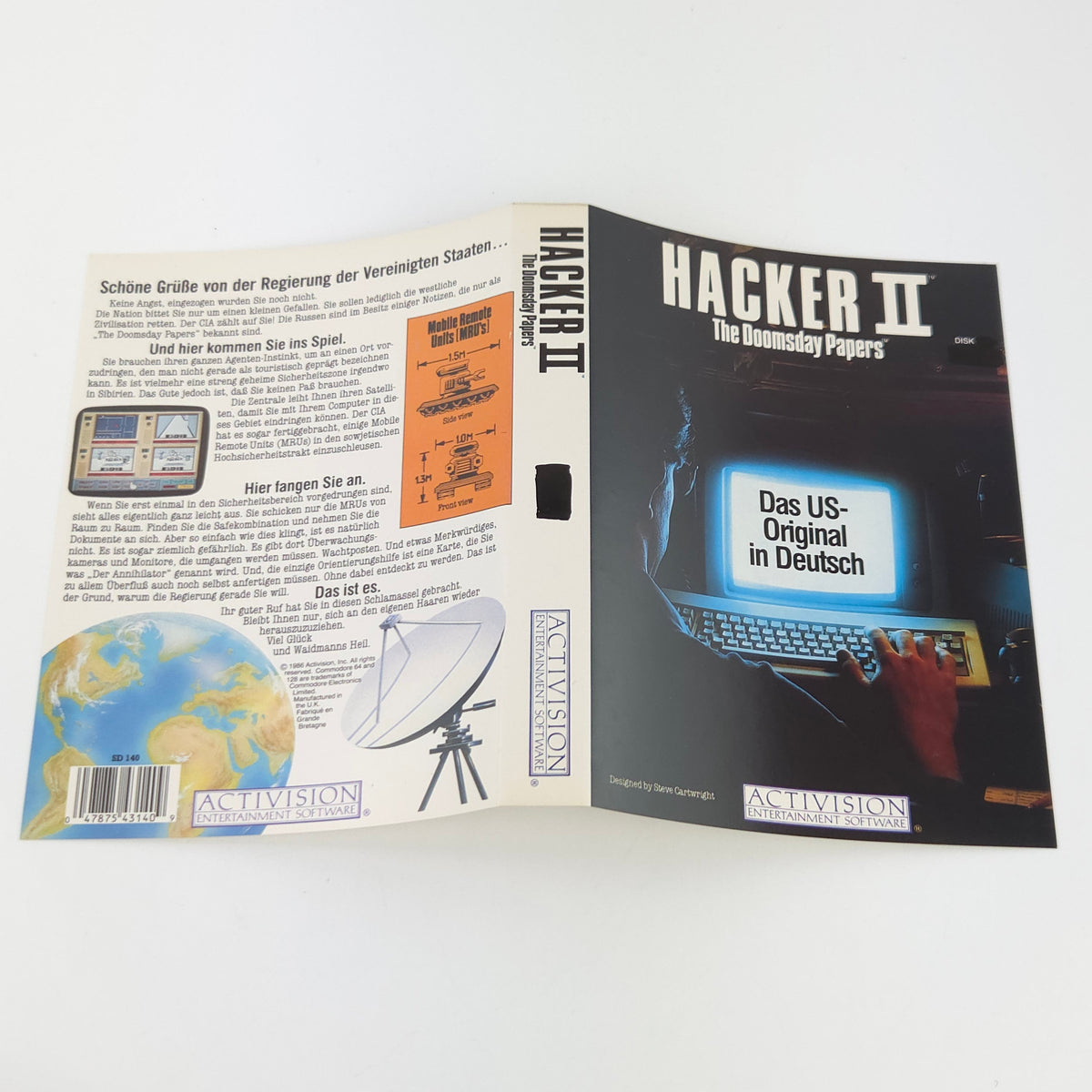 Amiga Spiel Hacker II Doomsday Papers CBM Disk PAL 1986