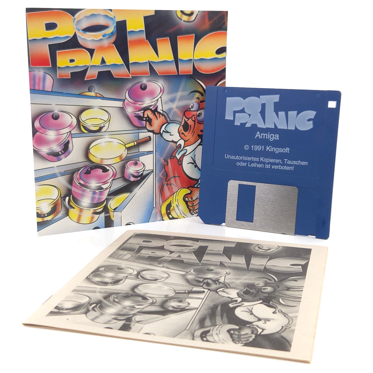 Amiga Spiel Pot Panic Cover Kingsoft CBM Disk PAL