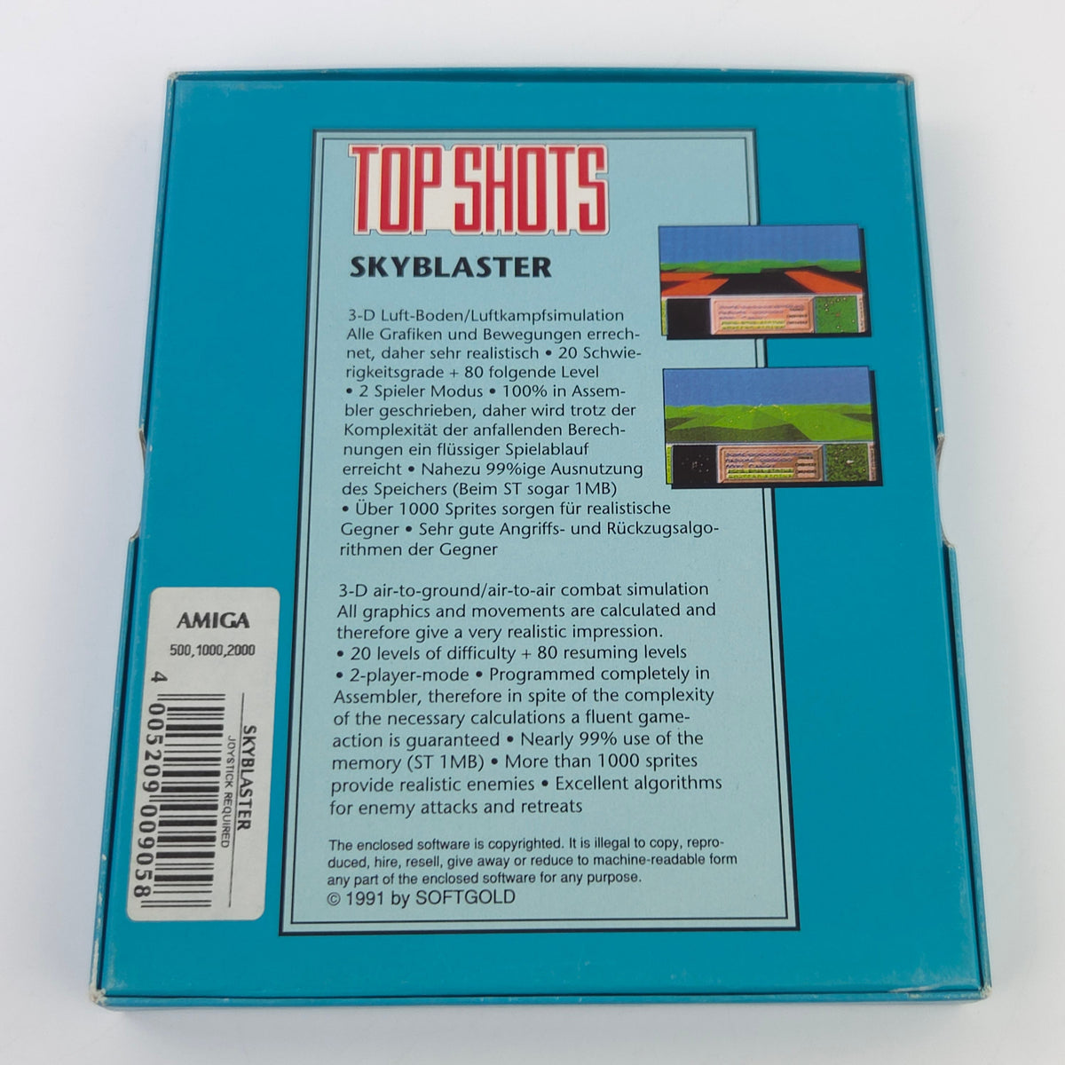 Commodore Amiga Spiel Skyblaster Top Shots OVP PAL 1990