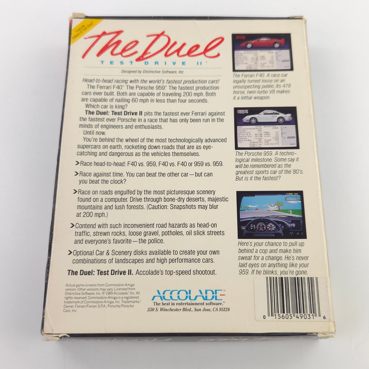 Amiga Spiel The Duel Test Drive II Big Box Accolade OVP
