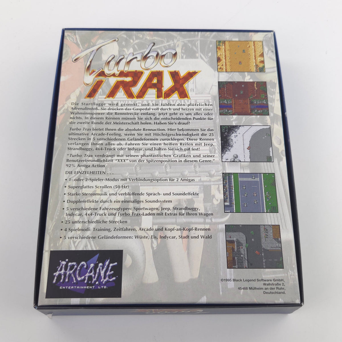 Commodore Amiga Spiel Turbo Trax Big Box OVP PAL Arcane
