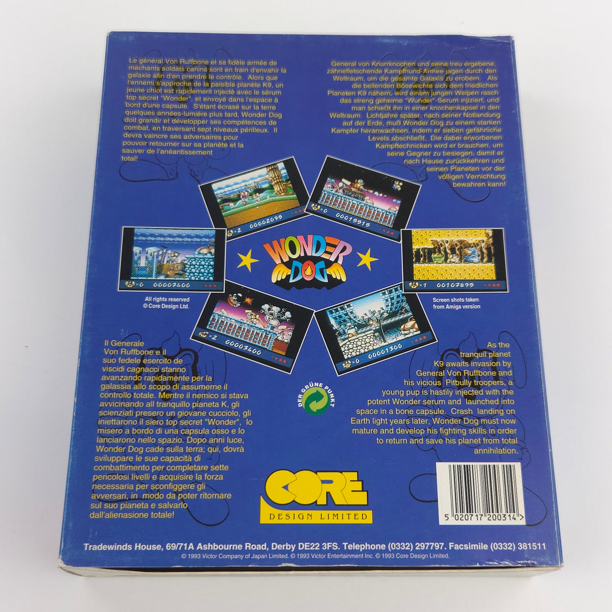 Commodore Amiga Spiel Wonder Dog Big Box OVP PAL 1993
