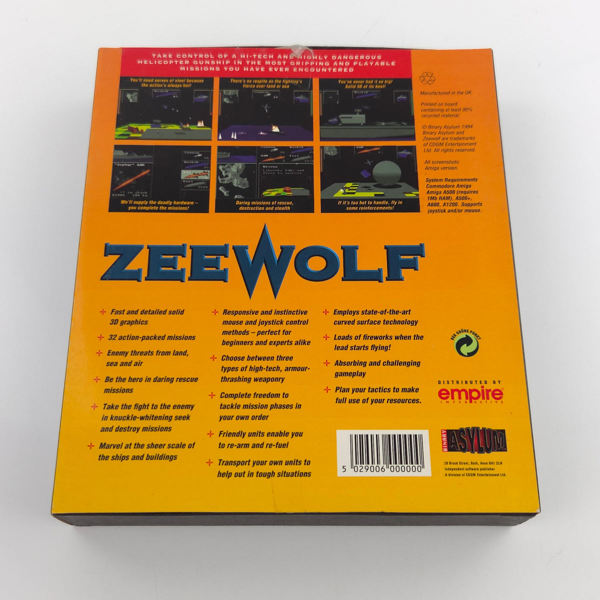 Commodore Amiga Spiel Zeewolf Big Box OVP PAL 1994