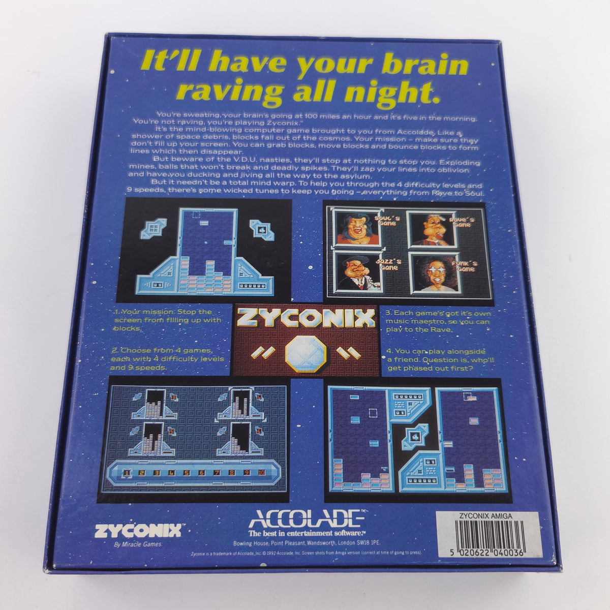 Amiga Spiel Zyconix Big Box OVP PAL Diskette Accolade