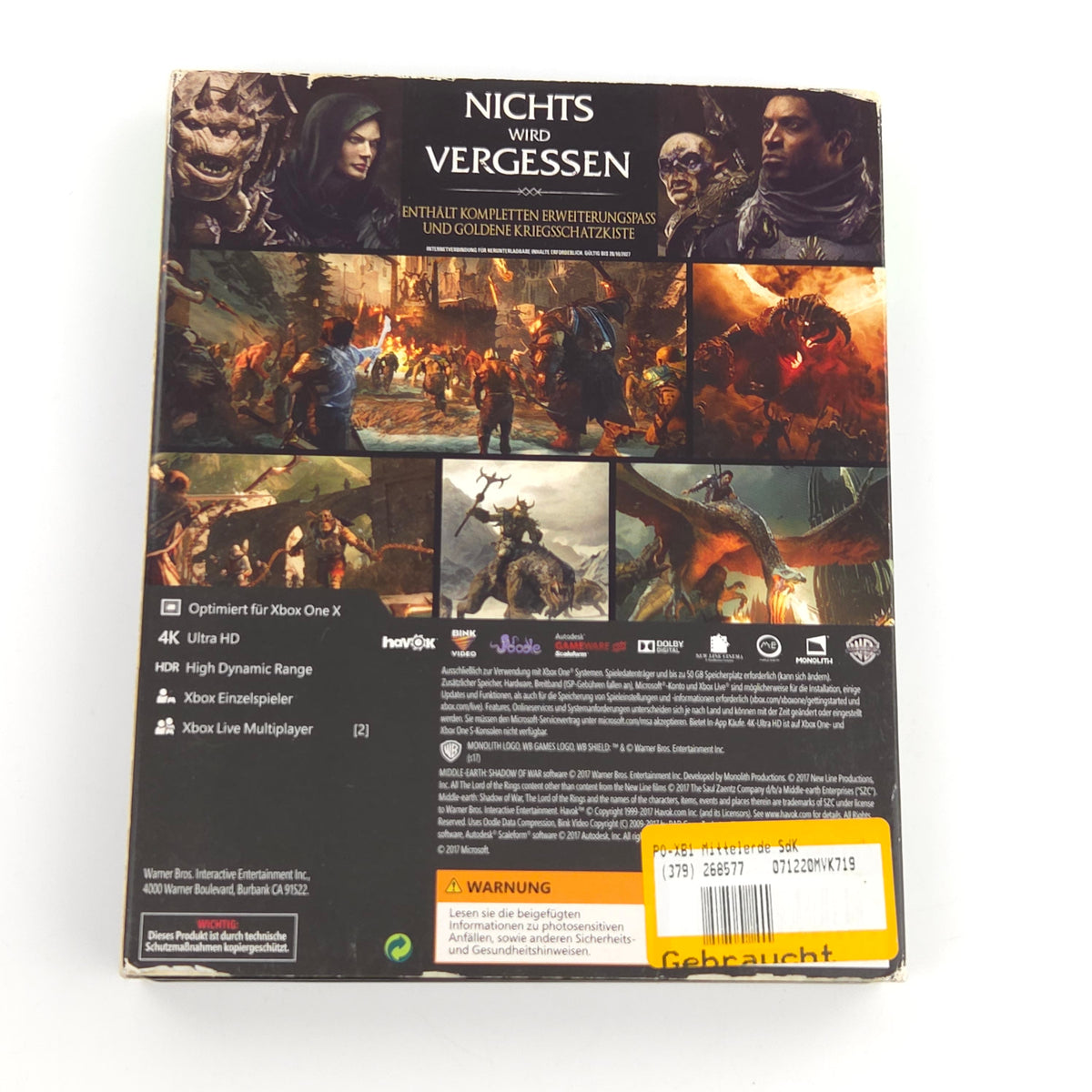 Microsoft Xbox ONE / Series X Spiel: Mittelerde Schatten des Krieges (PAL DE)