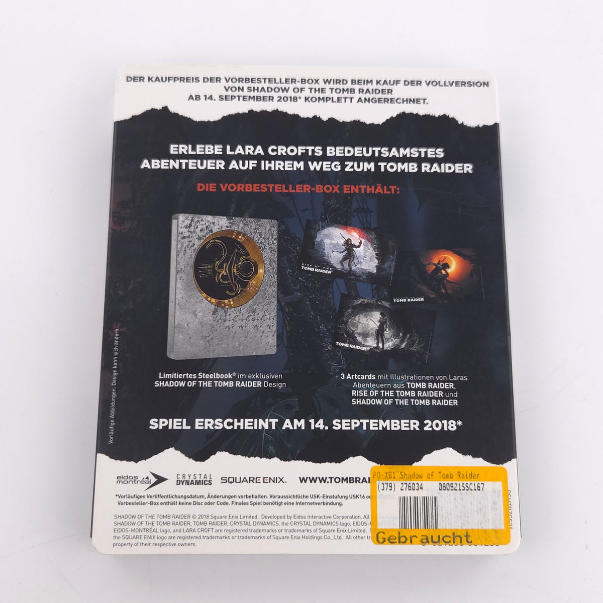 Microsoft Xbox ONE Spiel: Shadow of the Tomb Raider - Vorbesteller Box Steelcase