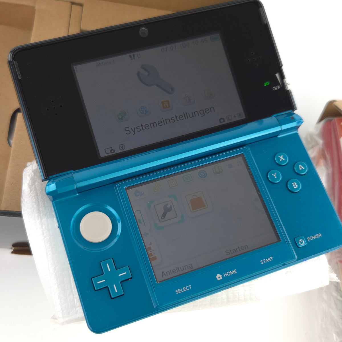 Nintendo 3DS Konsole Aqua Blue Handheld OVP PAL Neuwertig