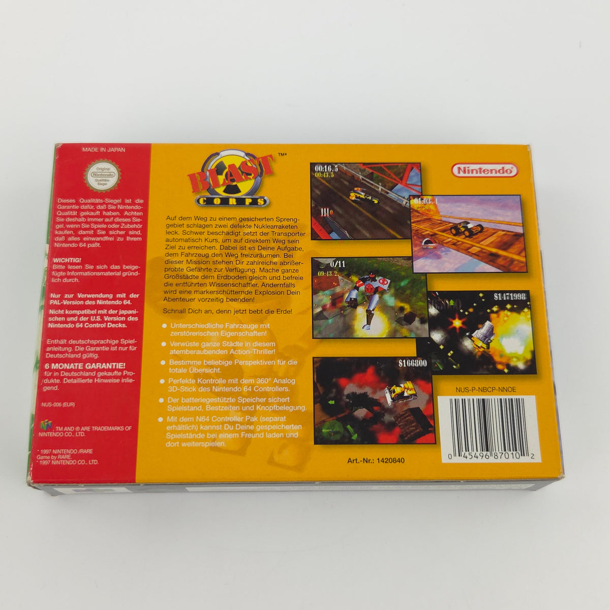Nintendo 64 Spiel Blast Corps N64 Modul OVP PAL DE