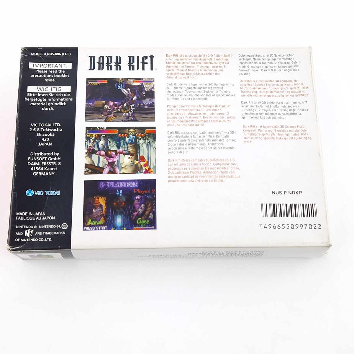 Nintendo 64 Spiel – Dark Rift Modul Anleitung OVP PAL
