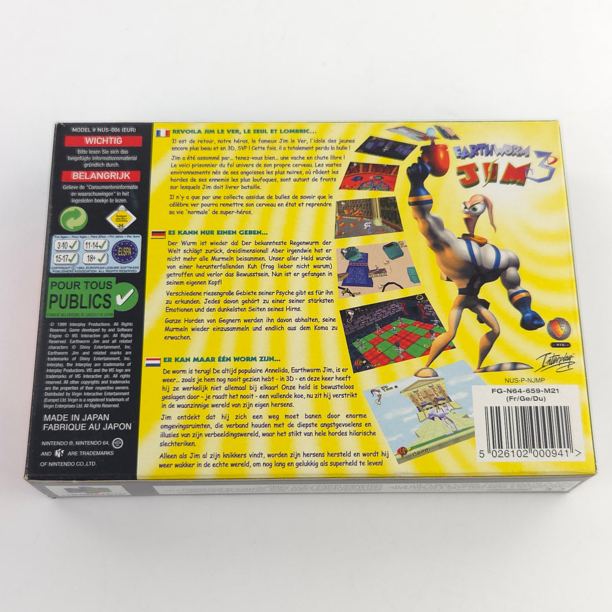 Nintendo 64 Spiel Earthworm Jim 3 N64 OVP CIB PAL EUR Interplay