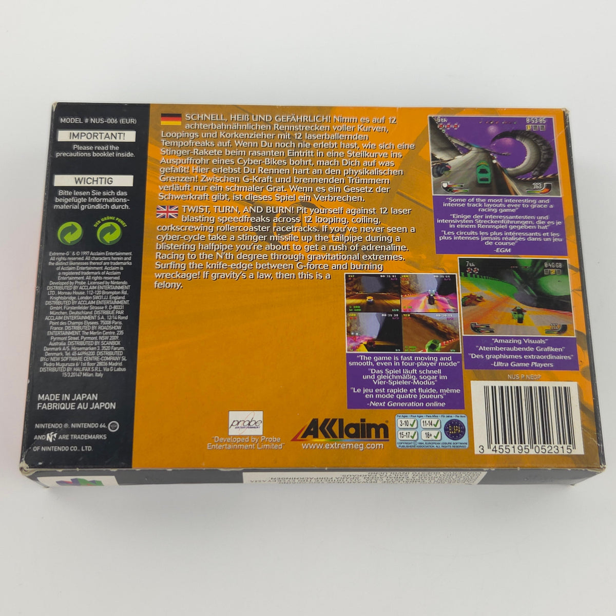 N64 Spiel Extreme G Modul Anleitung OVP PAL EUR ACCLAIM