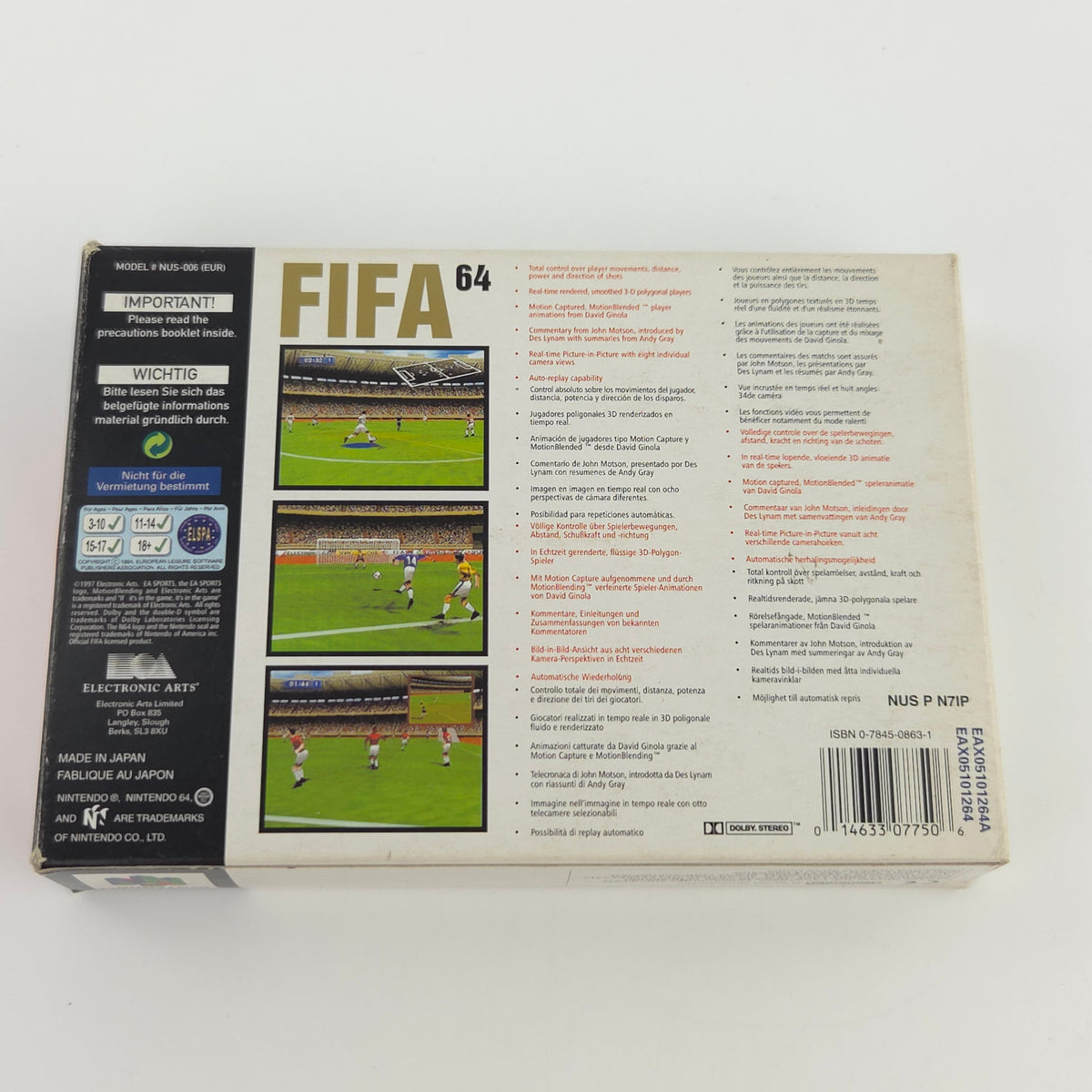 Nintendo 64 Spiel FIFA 64 Modul Anleitung OVP PAL EUR