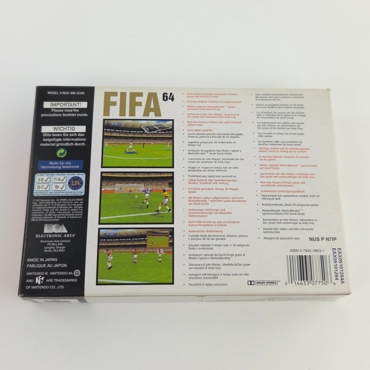 Nintendo 64 Spiel FIFA 64 N64 Modul OVP PAL EUR Fußball