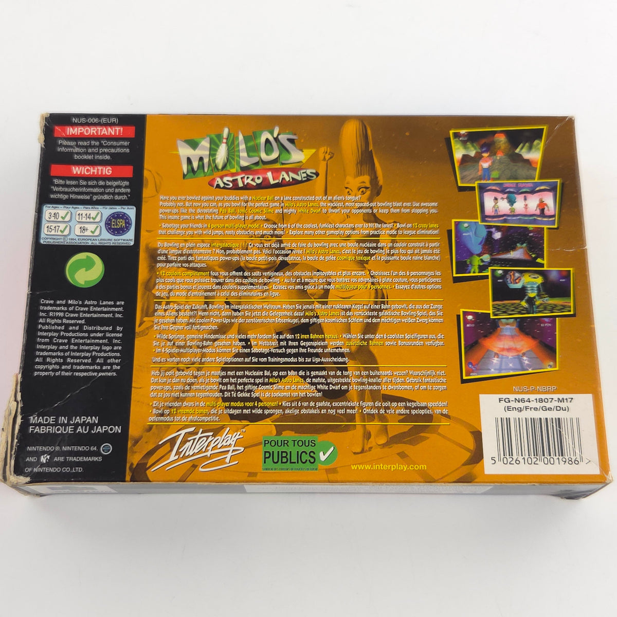 Nintendo 64 Spiel Milo´s Astro Lanes N64 OVP CIB PAL EUR