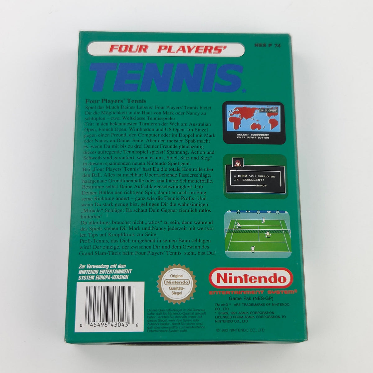 Nintendo NES Spiel Four Players Tennis CIB OVP