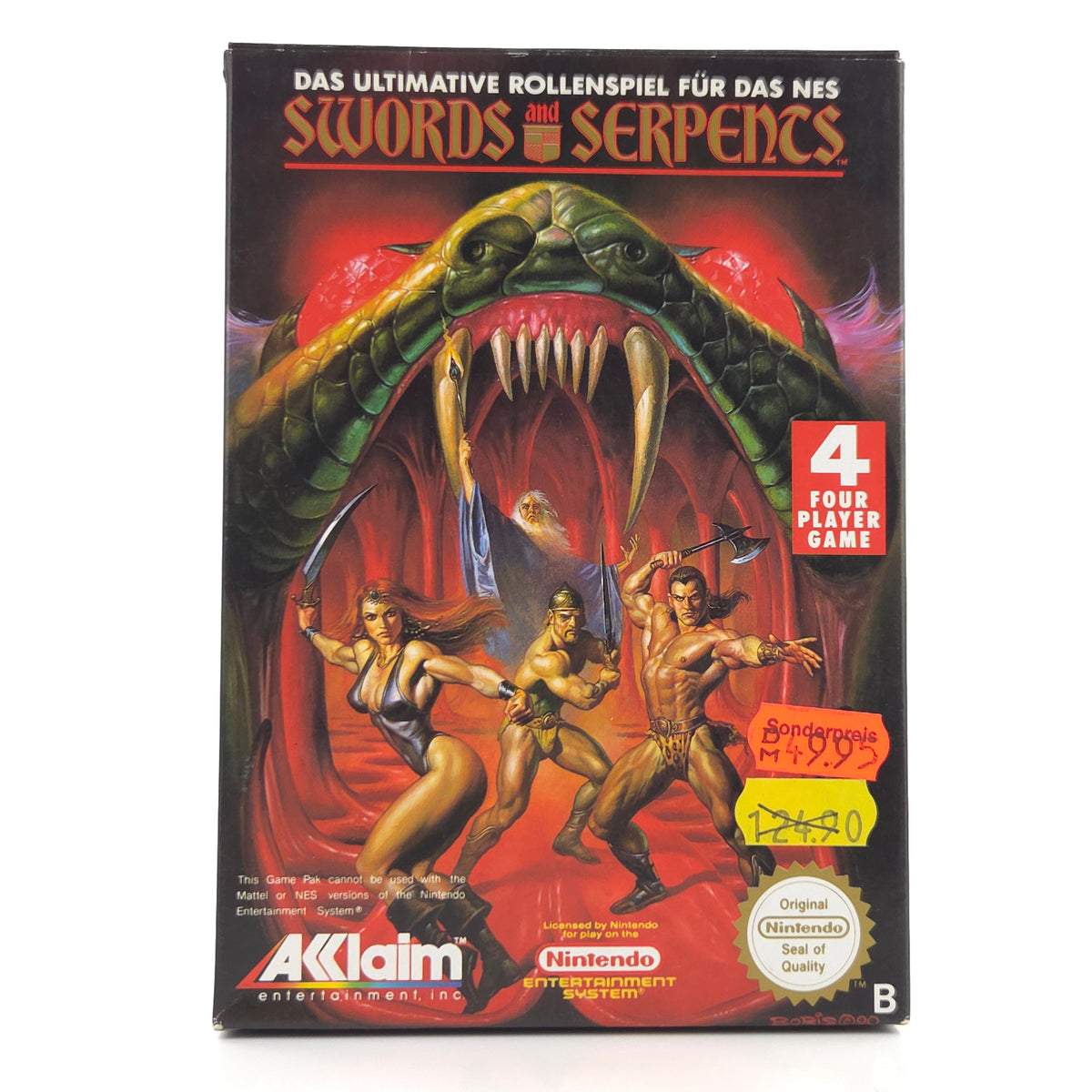 Nintendo NES Spiel Swords and Serpents OVP CIB nahezu neuwertig