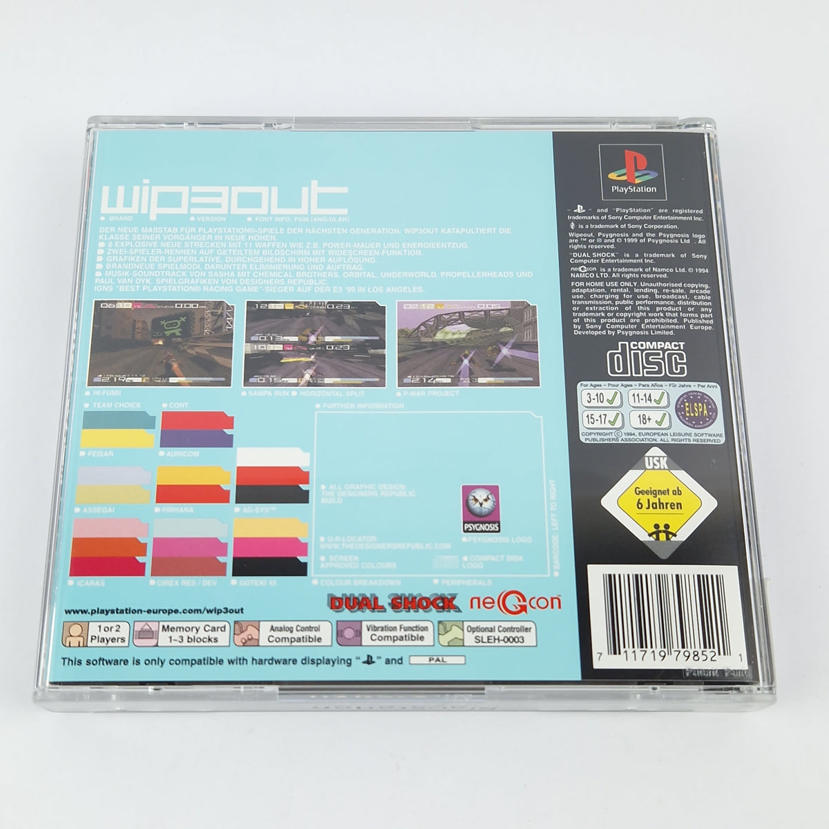 Playstation 1 Spiel – Wipeout OVP PAL PS1 PSX