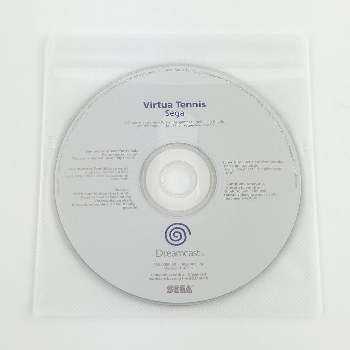 Sega Dreamcast Spiel Virtua Tennis Promo Muster Version