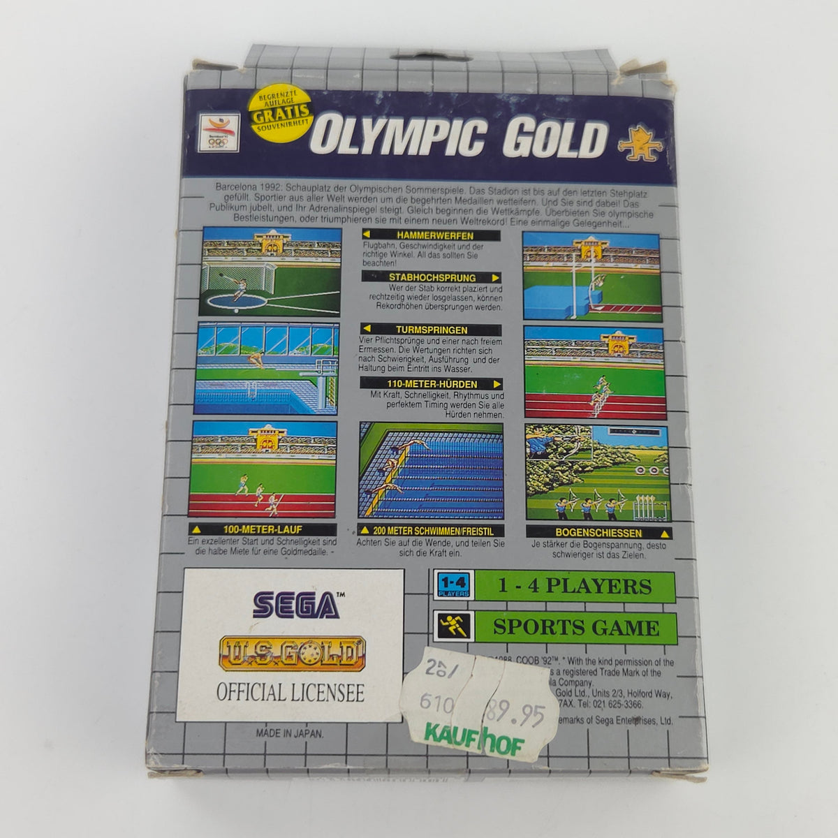 Sega Game Gear Spiel Olympic Gold Barcelona 92 OVP PAL