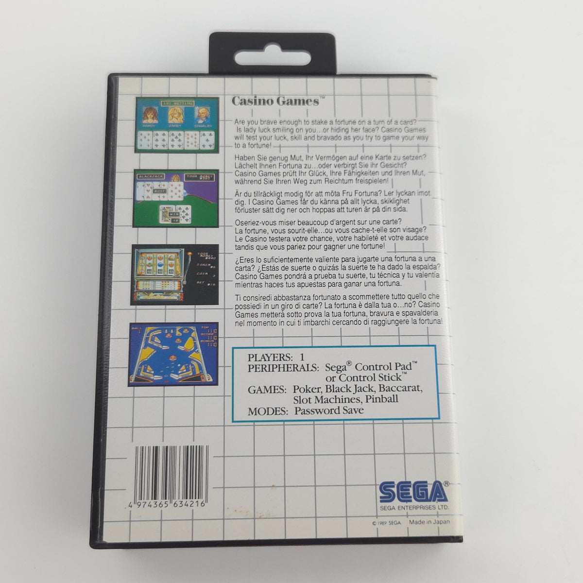 Sega Master System Spiel Casino Games MS Modul OVP PAL