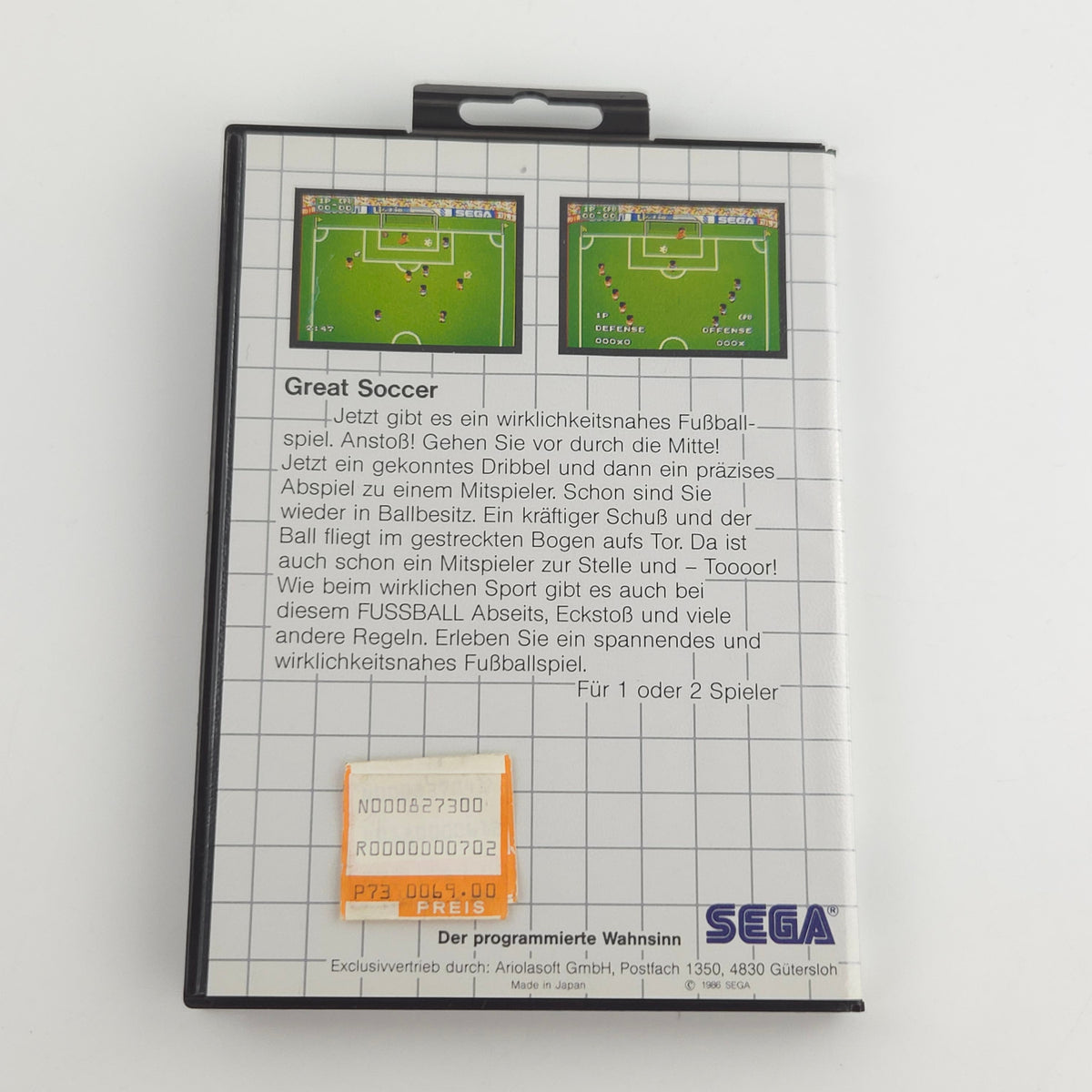 Sega Master System Spiel Great Soccer Card OVP PAL DE