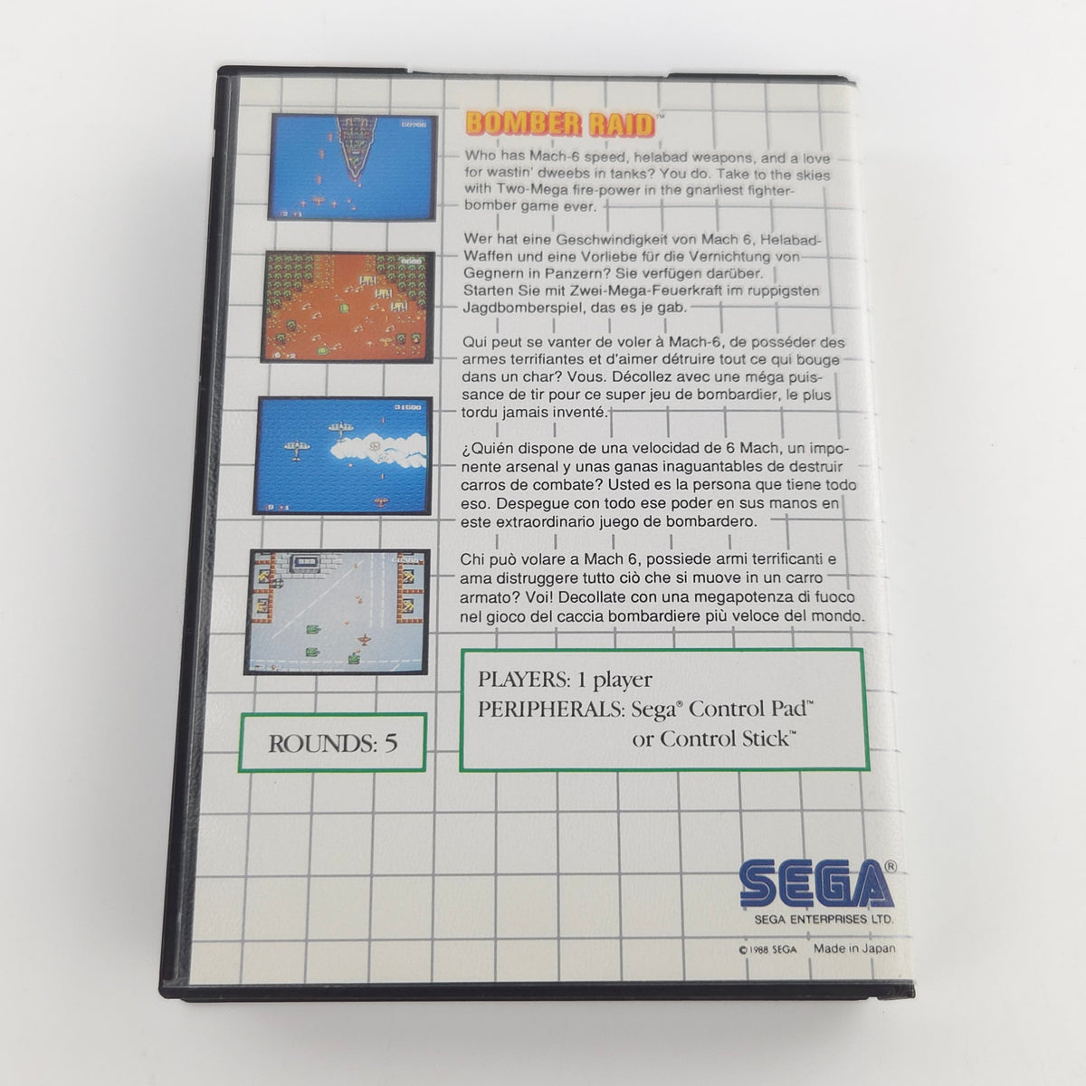 Sega Master System Spiel Bomber Raid MS OVP PAL 1988