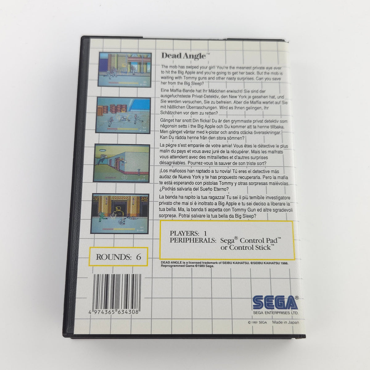 Sega Master System Spiel Dead Angle MS OVP PAL 1989