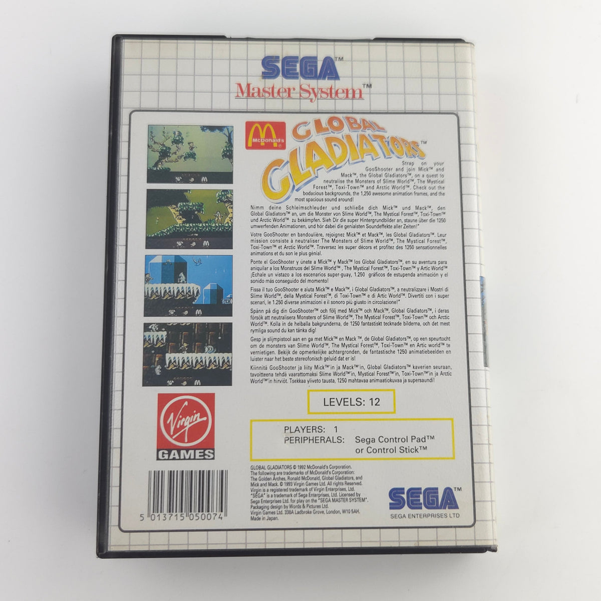 Master System Spiel Global Gladiators OVP PAL EUR Modul