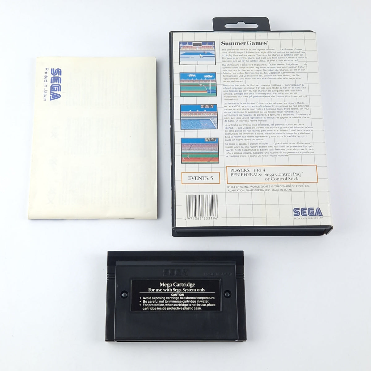 Sega Master System Spiel – Summer Games OVP PAL Modul