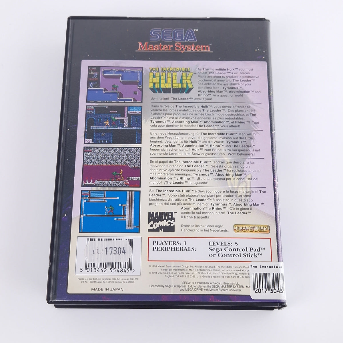 Sega Master System Spiel – The Incredible Hulk OVP PAL