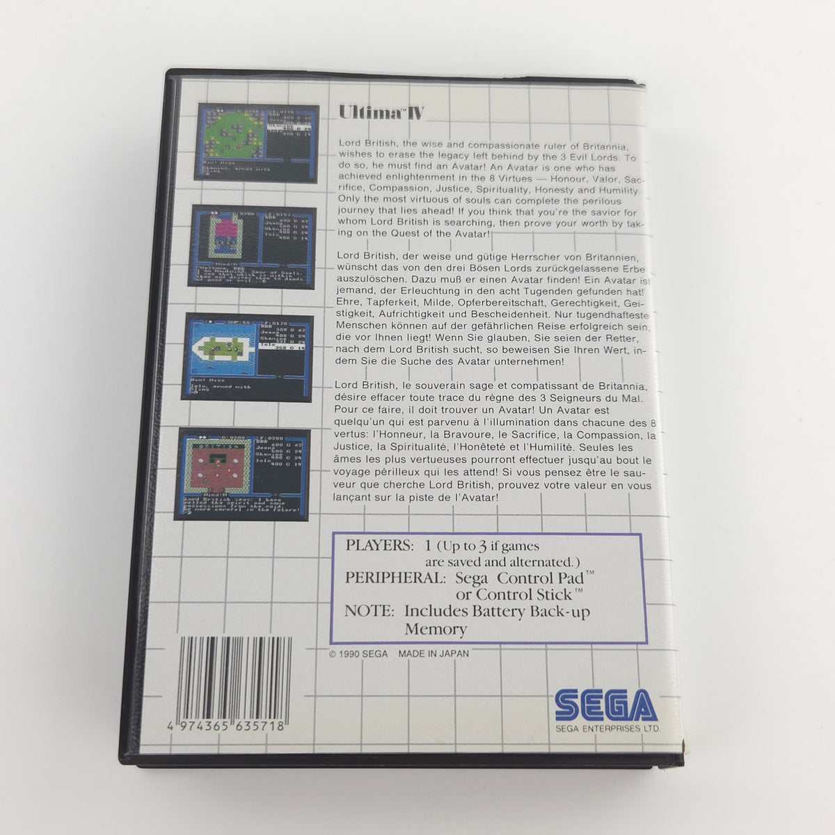 Master System Spiel Ultima IV Lord British OVP PAL 1990