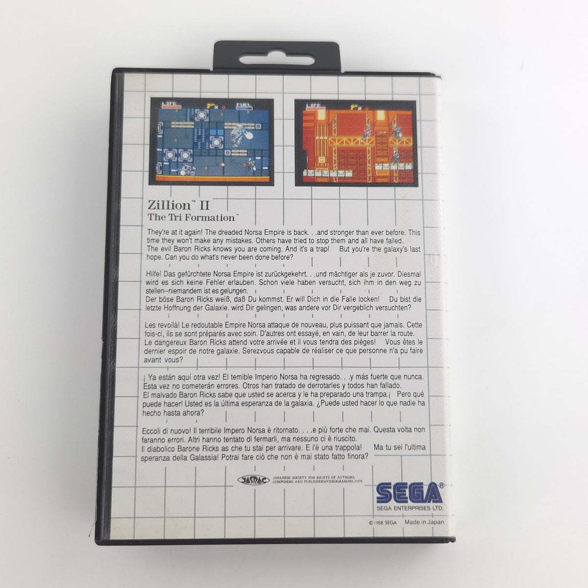 Sega Master System Spiel Zillion II Tri Formation OVP