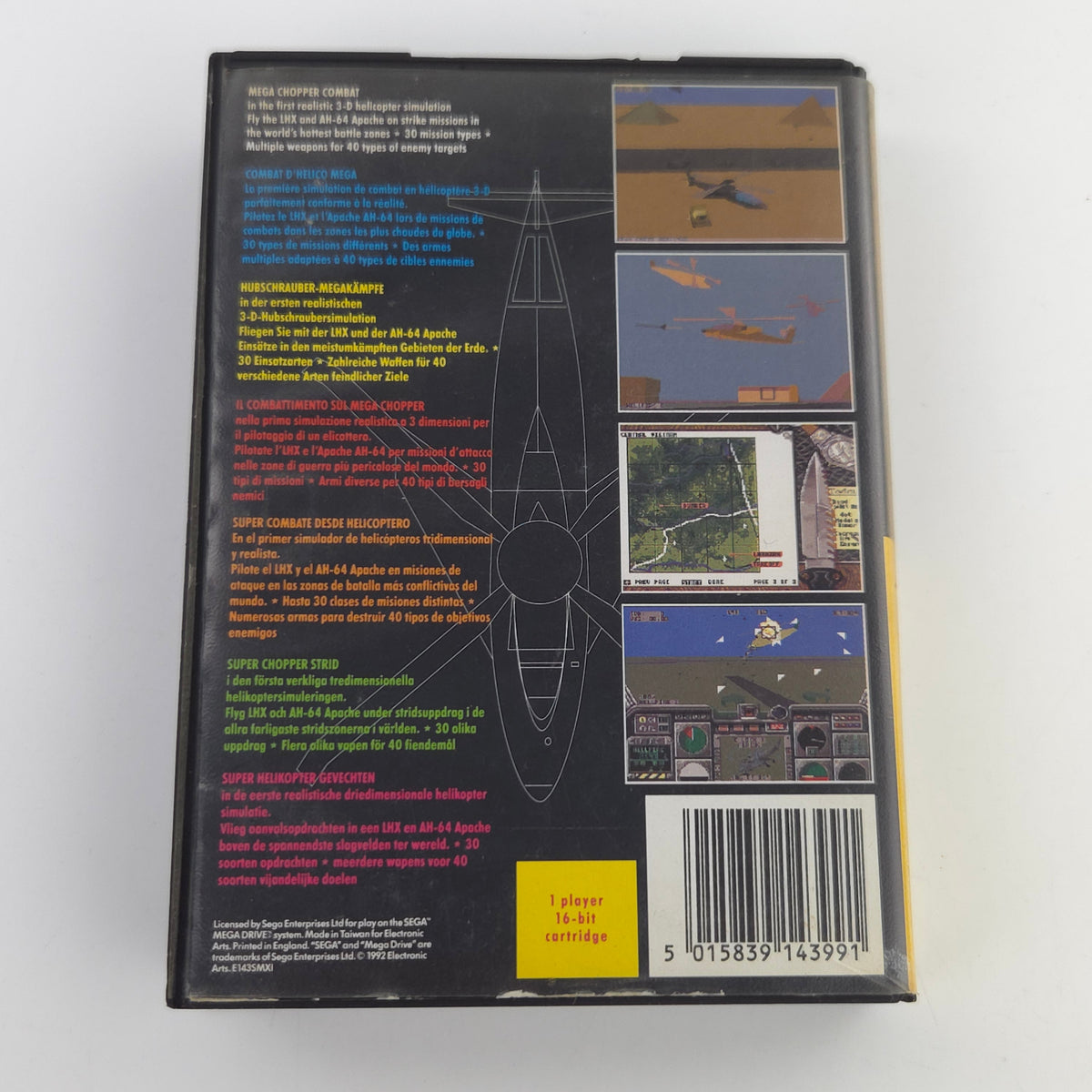 Sega Mega Drive: EA Air Force LHX Attack Chopper - Modul Anleitung OVP (PAL EUR)