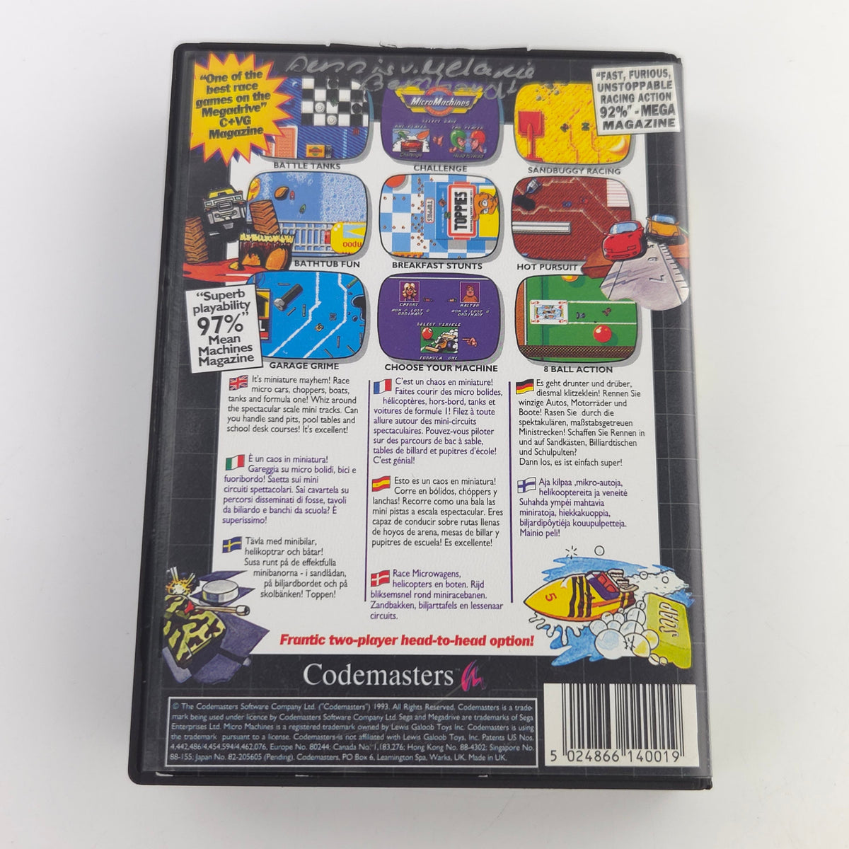 Mega Drive Spiel Micro Machines OVP PAL Codemasters