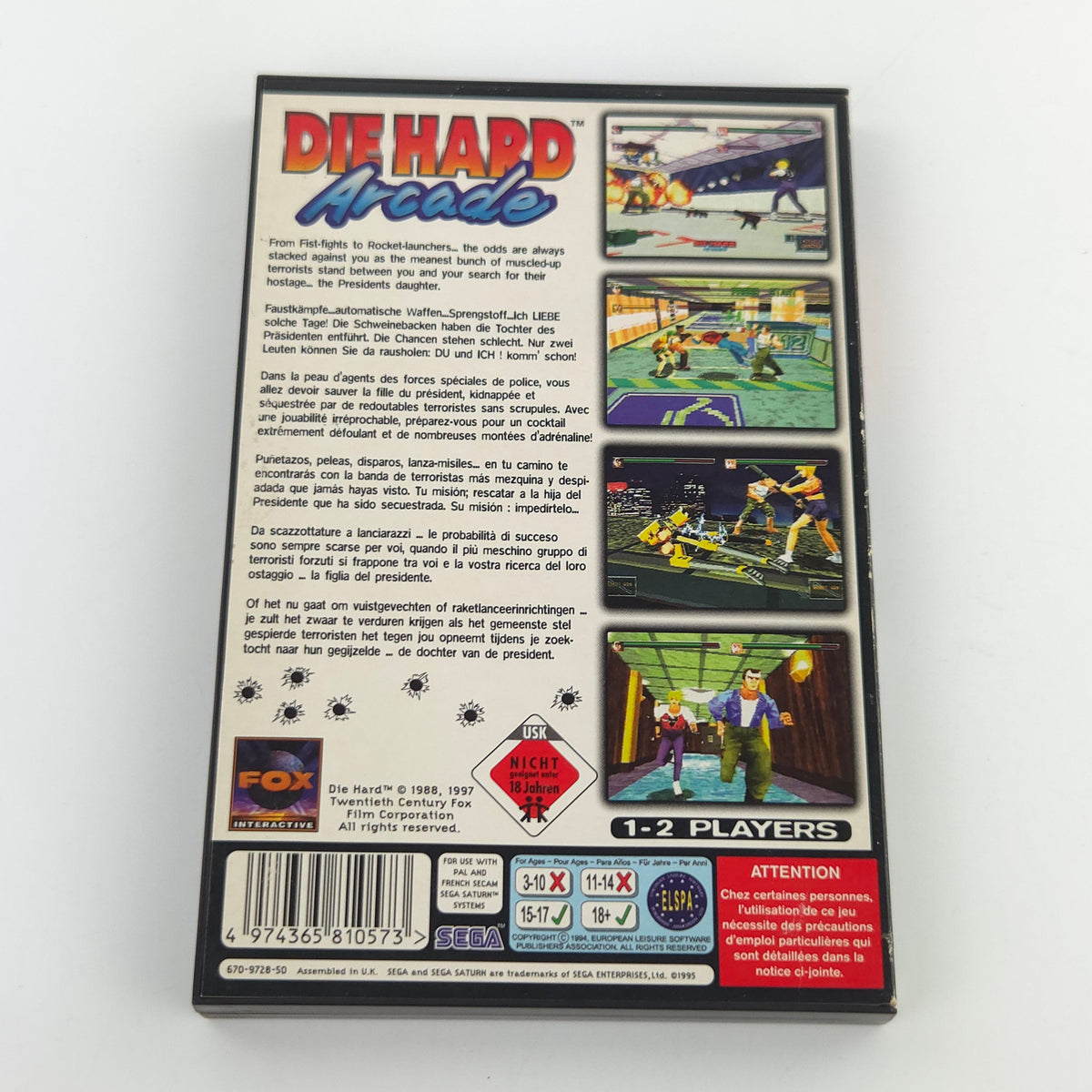 Sega Saturn Spiel Die Hard Arcade OVP PAL EUR USK18