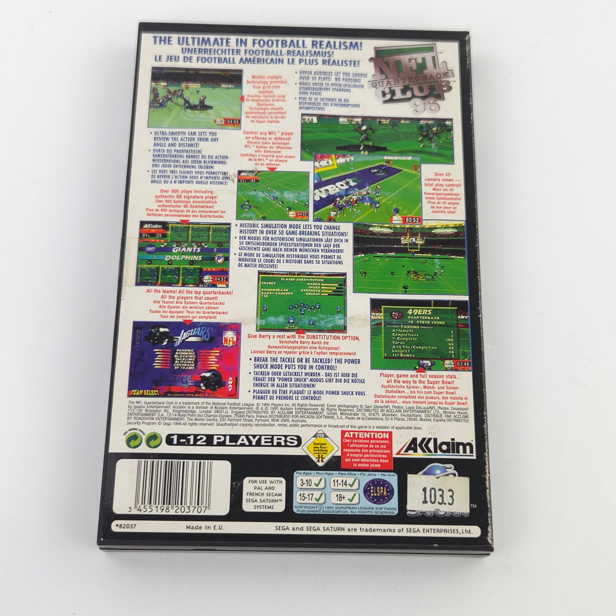 Sega Saturn Spiel NFL Quarterback Club 96 OVP PAL EUR