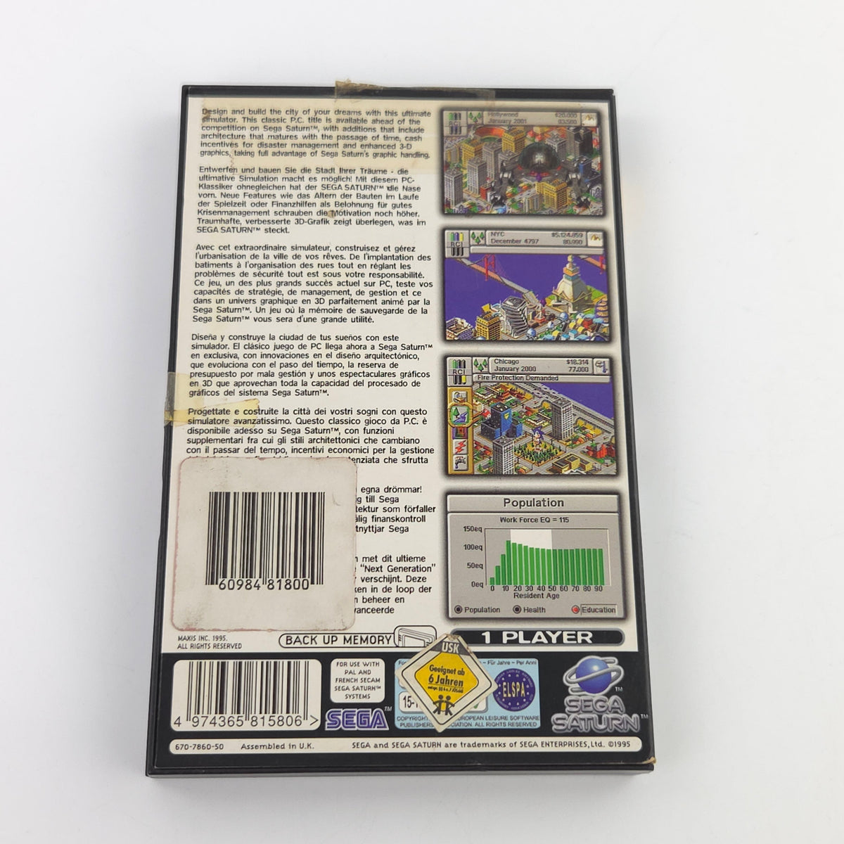 Sega Saturn Spiel Sim City 2000 Ultimate City (OVP) PAL
