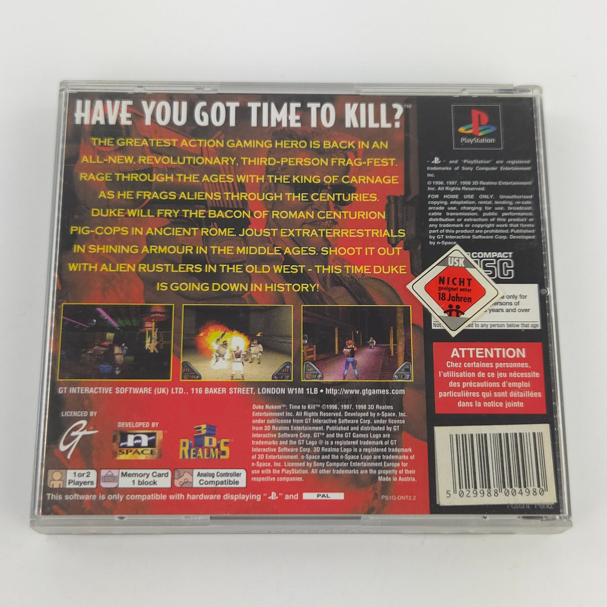 Playstation 1 Spiel Duke Nukem Time to Kill PS1 OVP PAL