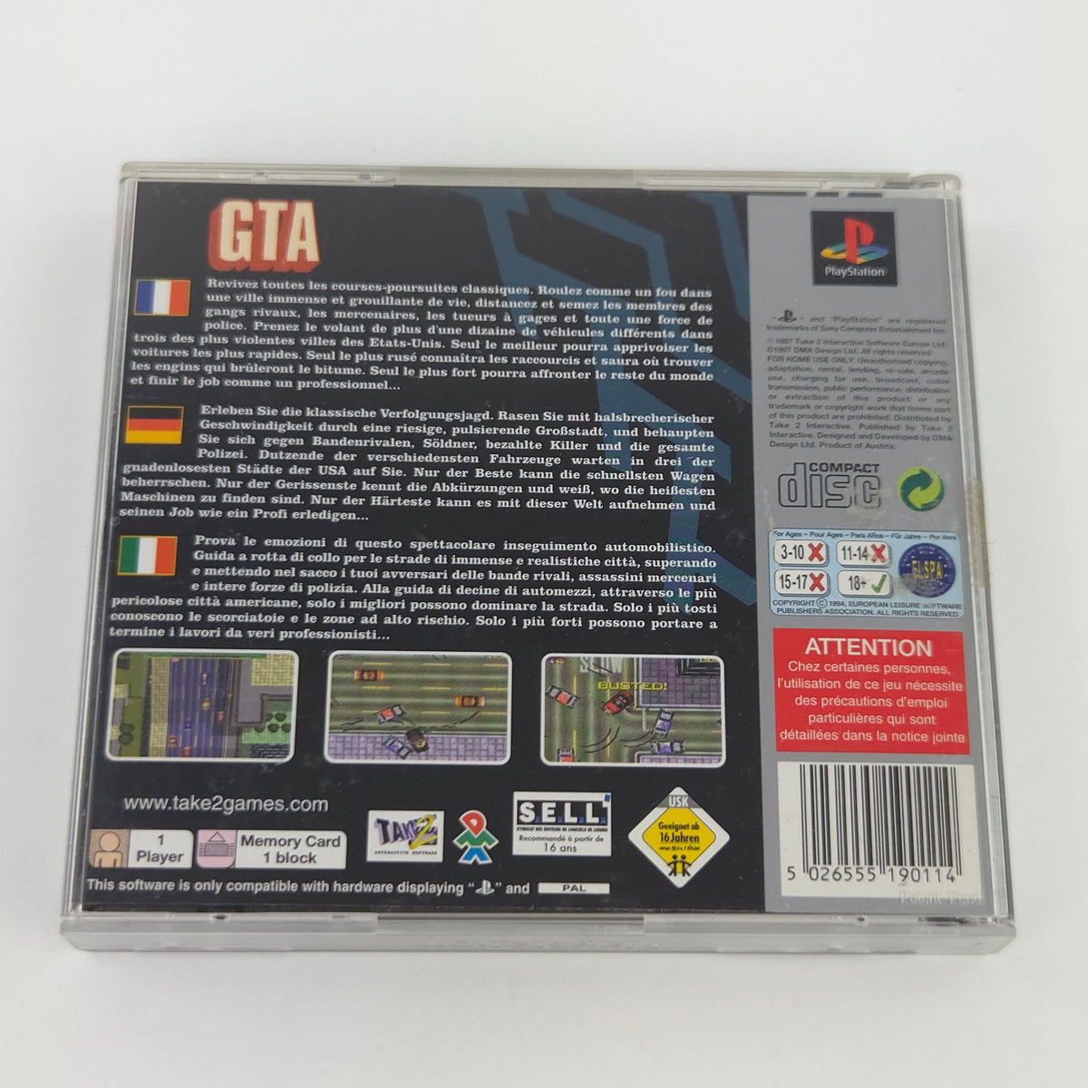 Playstation 1 Spiel GTA Grand Theft Auto PS1 Platinum OVP