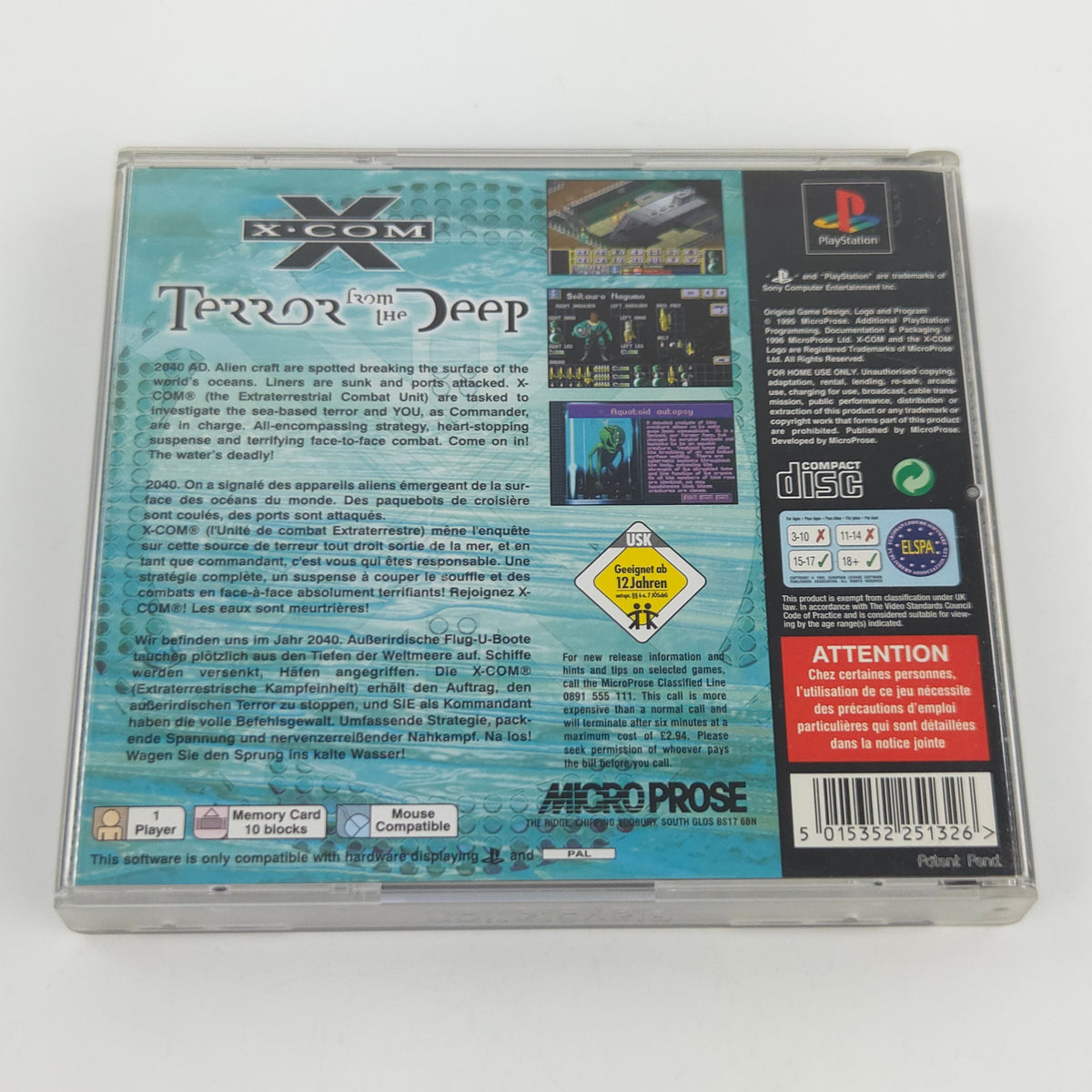 Playstation 1 Spiel X-COM Terror from the Deep PS1 OVP