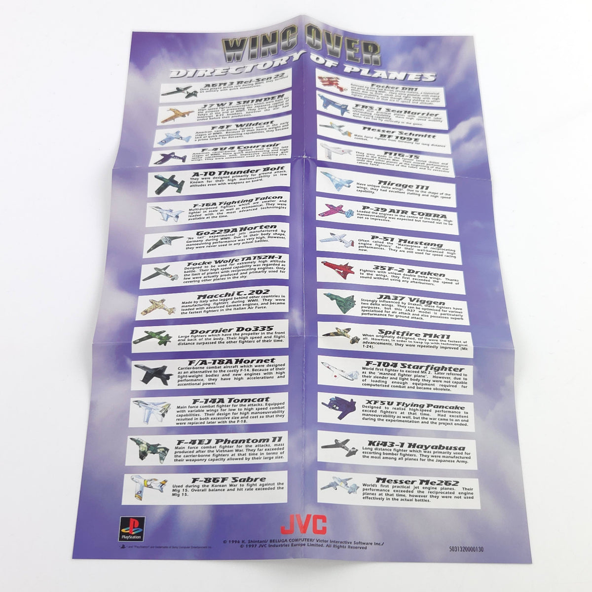 Sony Playstation Spiel Wing Over PS1 OVP Poster PAL EUR