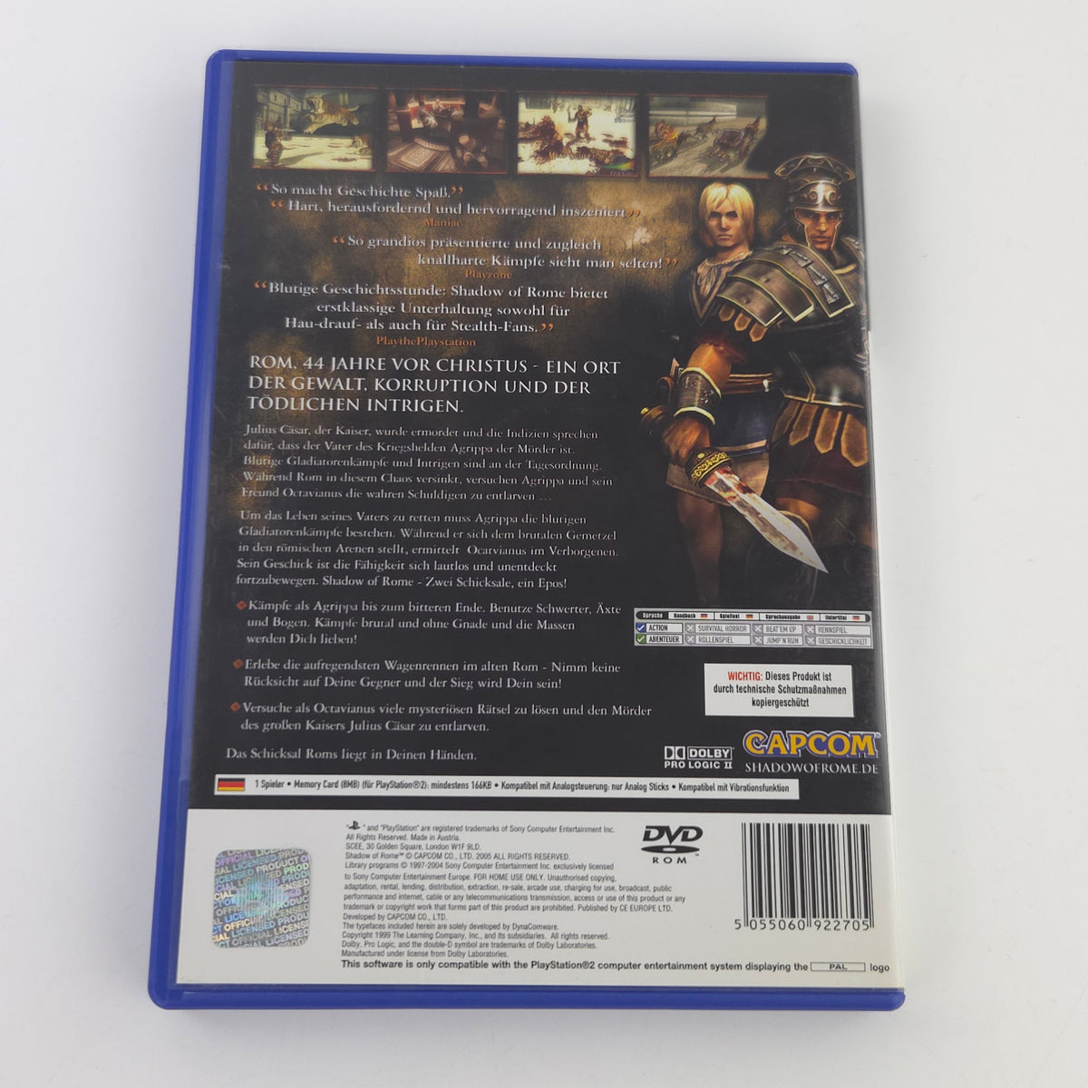 Playstation 2 Spiel Shadow of Rome Capcom PS2 OVP PAL DE