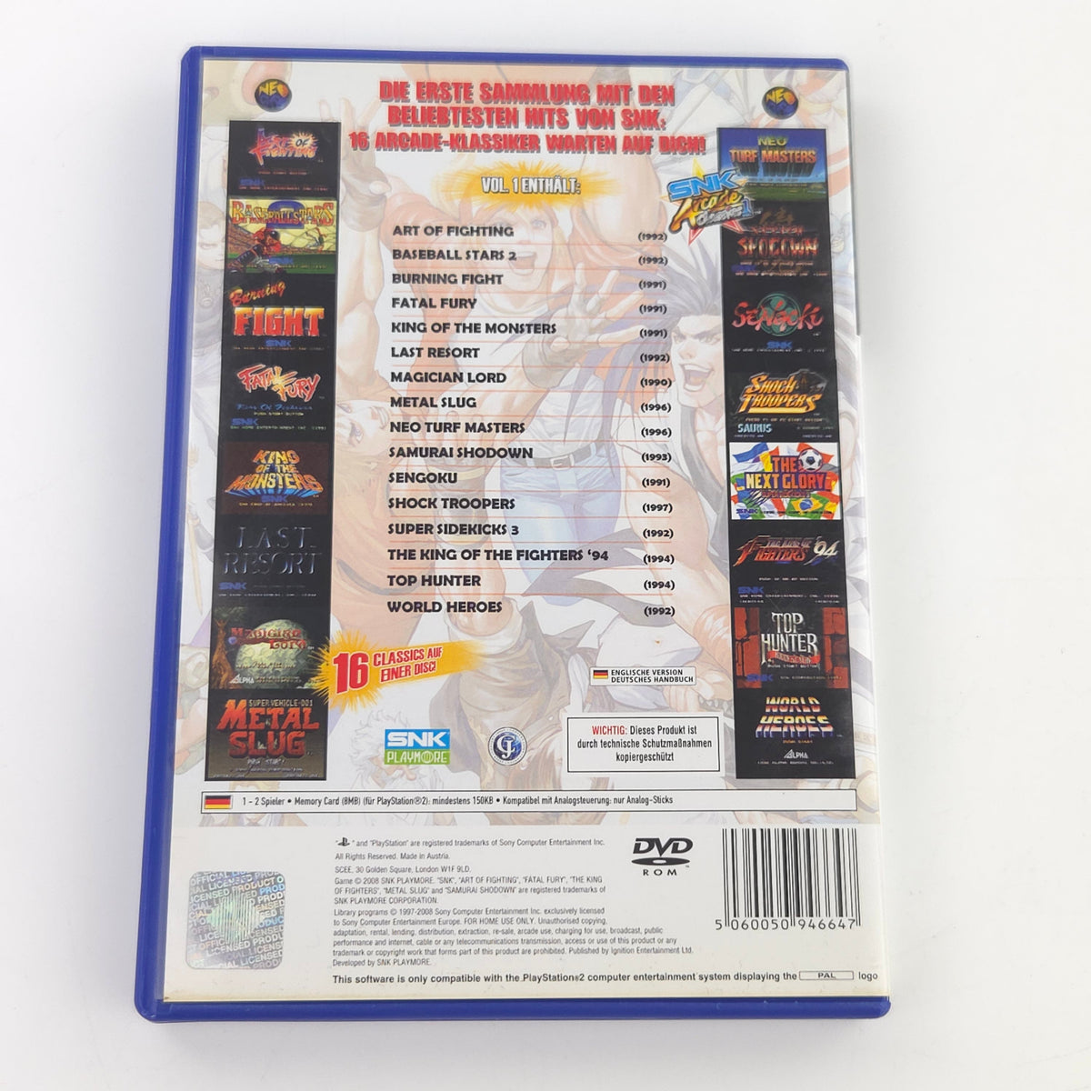 PlayStation 2 Spiel SNK Arcade Classics Vol 1 OVP