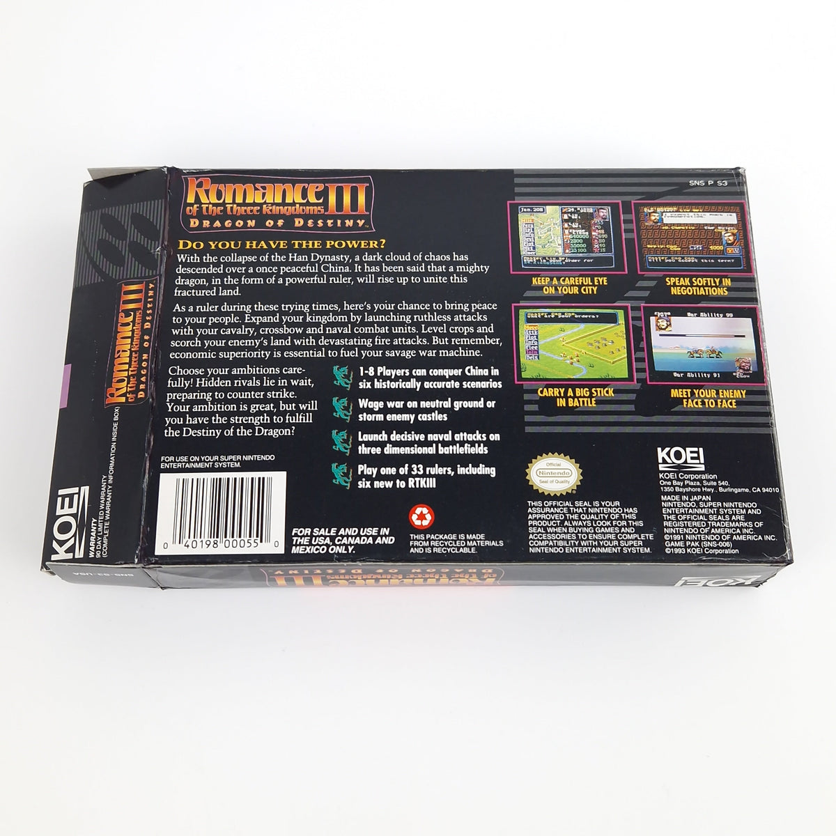 Super Nintendo Spiel – Romance of the Three Kingdoms III SNES