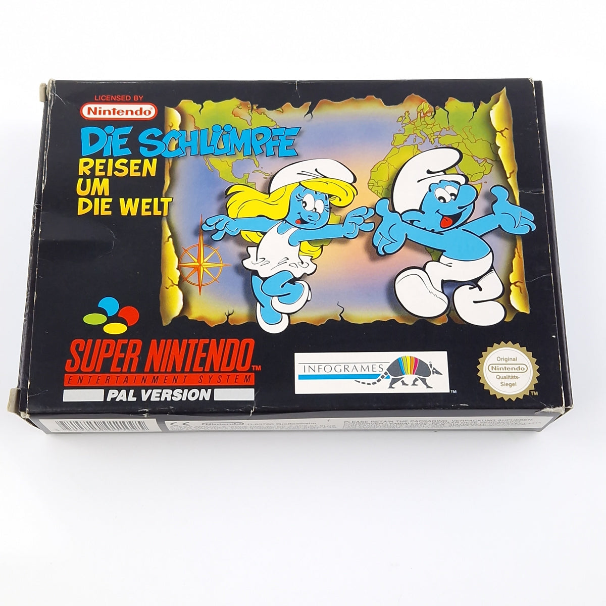 Super Nintendo Spiel – Die Schlümpfe Reisen um die Welt OVP
