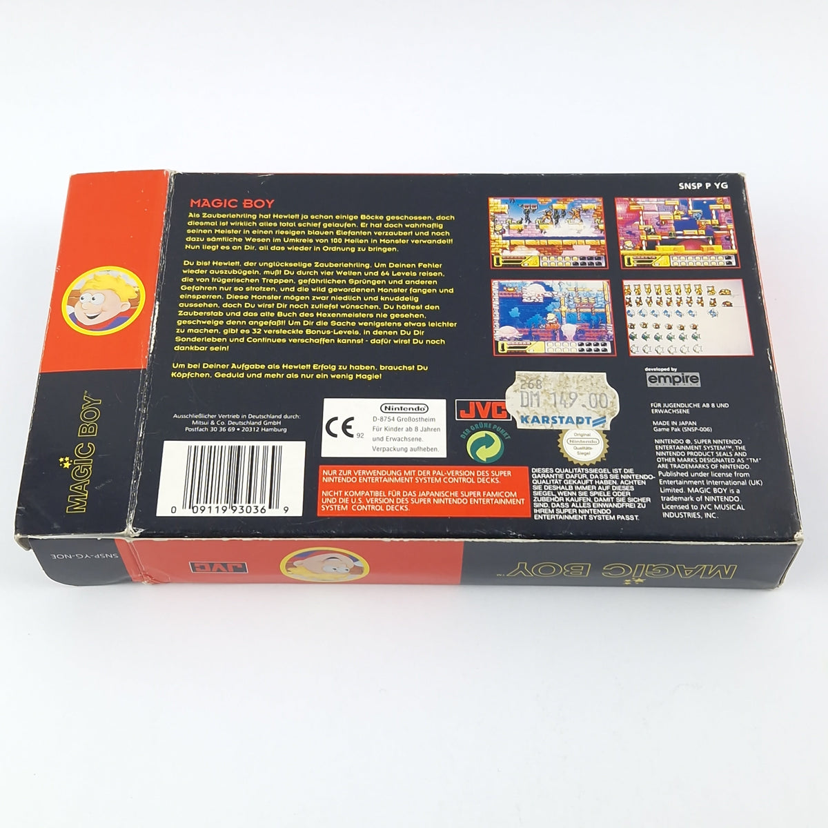 Super Nintendo Spiel – Magic Boy Modul Anleitung OVP PAL