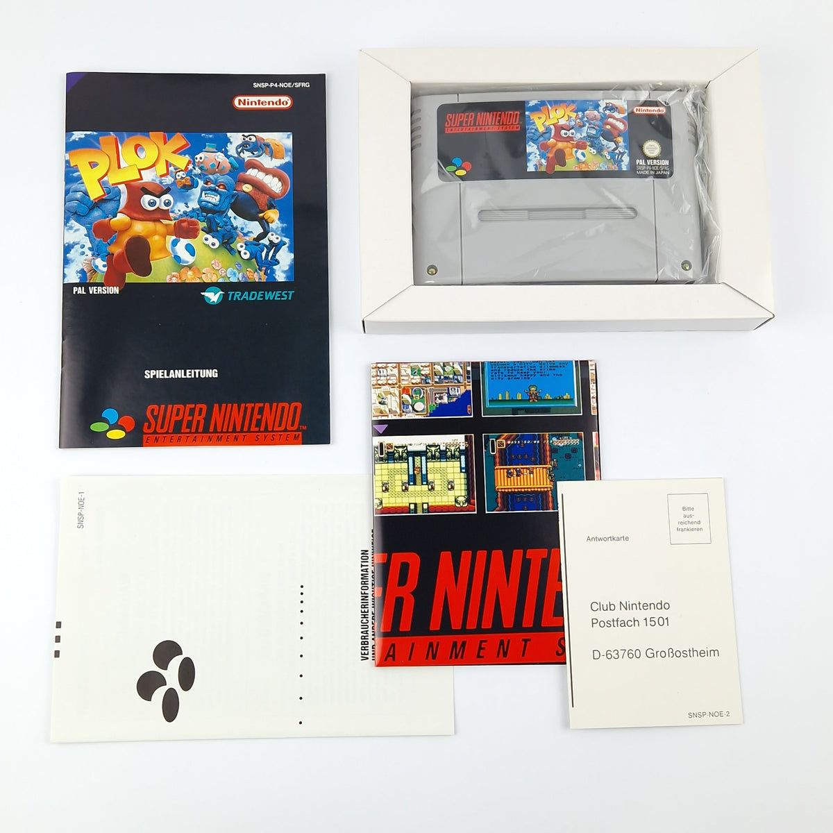 Super Nintendo Spiel – Plok OVP Anleitung PAL CIB SNES